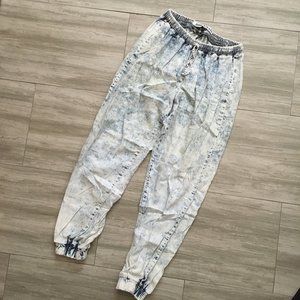 High waisted acid washed joggers